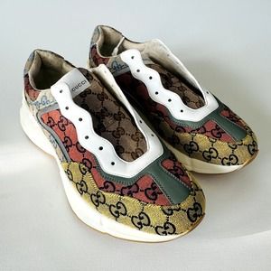 Gucci Rhyton GG Multicolor Canvas Sneakers Mens size 12